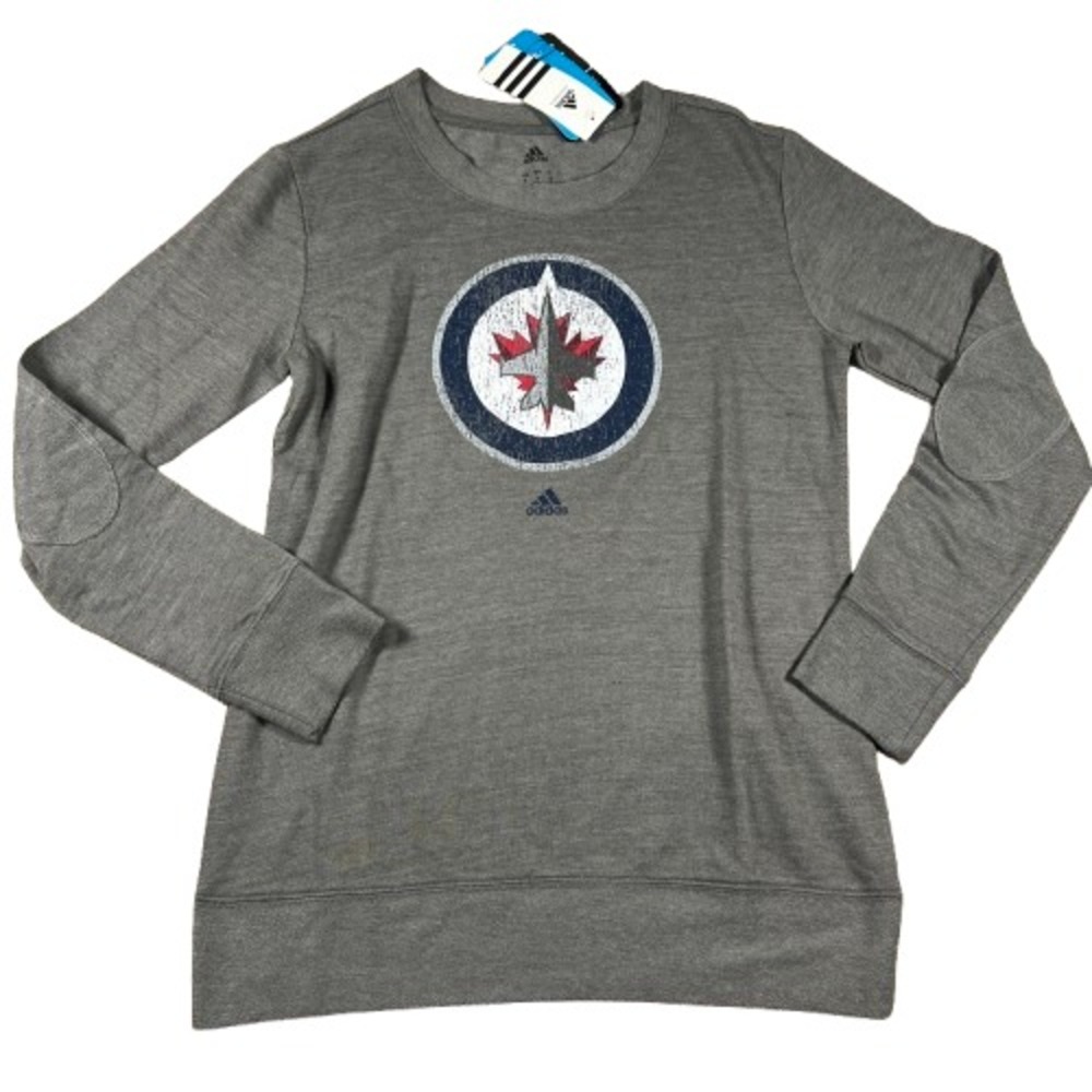 Adidas Womens Small Gray NHL Antigua Winnipeg Jets Performance Sweatshirt NWT